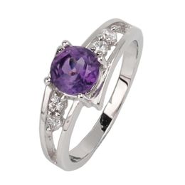 Purple Amethyst Ring For Women 925 Silver Band 6.0mm Crystal Engagement Design February Birthstone Jewellery R016PAN Cluster Rings