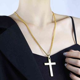 Stainless Steel Vintage Gothic Hollow Cross Pendant Necklace Cool Street Style Necklace for Men Women Gift Wholesale Jewelry G1206