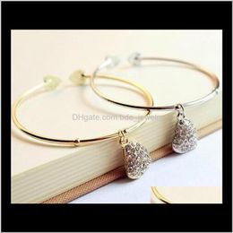 Jewelrylucky Girls Charm Women Gold Heart Love Chain Bangle Charms Bracelet Cuff Elegant Jewelry Gift Infinity Bracelets Drop Delivery 2021 W