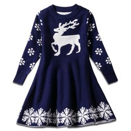 Girls Sweater Dress Christmas Halloween Deer Long-sleeved Dress Autumn Winter Thickened Children's Skirt Children's Clothing Hot