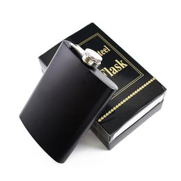 Matt black 6oz 8oz Liquor Hip Flask Screw Caps Stainless steel wine pot Russian portable laser welding Personalized logo