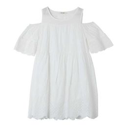 PERHAPS U O Neck Half Sleeve Short Sleeve U Neck Lace Hollow Out Solid Loose Short Dress Mini Dress White Summer Casual D0456 210529