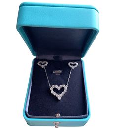 925 silver Valentine's Day set necklace earrings heart-shape creative fashion moissanite female moissanite Jewellery