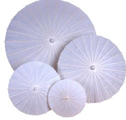2021 China Japan Paper Umbrella Traditional Parasol Bamboo Frame Wooden Handle Wedding Parasols White Artificial Umbrellas 40 60cm Diameter
