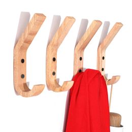 Naturlig Trä Coat Hook Study Väggmonterad Kläder Scarf Hat Väska Förvaring Hanger Hakar För Hem Vardagsrum