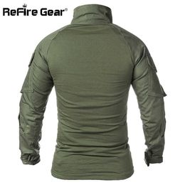 ReFire Gear Men Army Tactical T shirt SWAT Soldiers Military Combat T-Shirt Long Sleeve Camouflage Shirts Paintball T Shirts 5XL Y0809