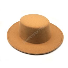 Autumn Winter 8cm Big Wide Brim Fedora Hat Women Fashion Womens Felt Hat Wool British Style Vintage Church Hats Jazz Cap