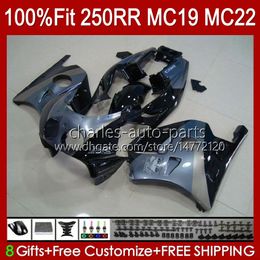 Fairings Injection Mold For HONDA CBR 250CC MC19 88-89 CBR 250RR 250 RR CC 250R 1988-1989 112HC.72 CBR250RR 88 89 CBR250 RR CC 1988 1989 OEM Full Bodys Kit grey glossy