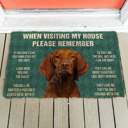 3D Please Remember Vizsla House Rules Custom Doormat Non Slip Door Floor Mats Decor Porch Doormat 210727