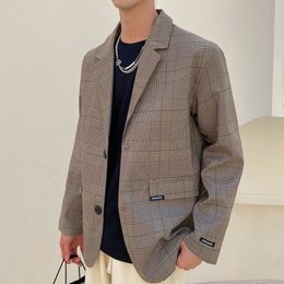 Privathinker Men's Casual Oversize Plaid Suit Korean Streetwear Man Suit Jackets Fashion Suit Male Vintage Clothing 210506