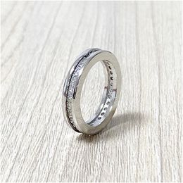 Professional Diamonique Simulated Diamond Rings 18k White Gold Plated Wedding Band Size 6 7 8 Love Forever ring Accessories With Jewellery Pouches Wholesale