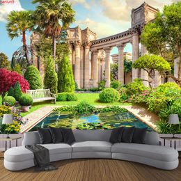 Custom Mural Papel De Parede 3D Roman Column Garden Landscape Wall Decor Painting Living Room Sofa Background Photo Wallpapergood quatity