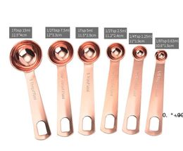 Stainless Steel Copper Measuring Spoon Kitchen Baking Tools Rose Gold Measure Spoons Cup 6pcs/set LLF12256