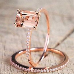 Mens Rings Crystal 18K Rose Gold Plated engagement ring set with micro zircon Lady Cluster styles Band