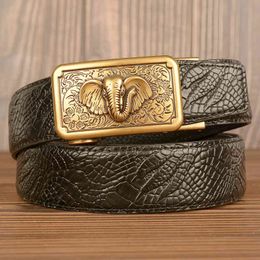 Waist Belt s Buckles First Layer Cowhide Men's Personality Is Like Automatic Buckle Real Snake Skin Business Casual Jeans