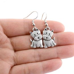 Vintage West Highland Terrier Dog Drop Earring Boho Pets Dogs Brincos Lover Gifts Jewellery Earrings For Women Pendientes