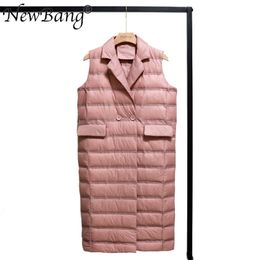 Bang M L XL Long Vest Woman Light Duck Down Vests Turn-down Warm Outdoor Spring Autumn 211008