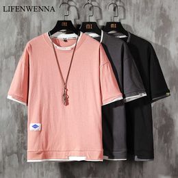 LIFENWENNA Arrival Short Sleeve Men's T Shirt Casual O-neck Summer Street Style Cool Funny Loose T-shirt Hip Hop Top Tee 5XL 210528