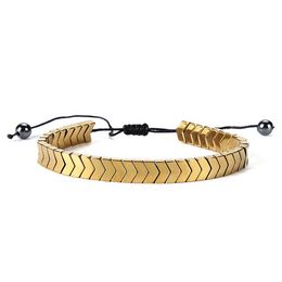 Gold Arrow charm bracelet adjustable Hematite beaded Strands bracelets wristband bangle cuff for women fashion Jewellery will and sandy