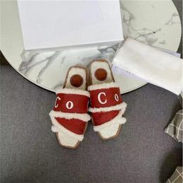 2021 Designer women Winter Plush Fur Furry Slippers designers sandals Indoor hotel Shoes Warm Slipper For Woman Slides Flip Flops