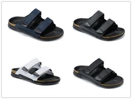 Hot New colors Arizona Men's Flat Sandals Casual Shoes Male double Buckle Beach Summer high Quality Genuine Leather Slippers Women Shoes