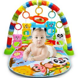 Baby Play Mat Toy Rug Baby Pedal Piano Play Music Crawling Mat Play Lay Sit Toys With Cute Animal Baby Gym Blanket Fitness Frame 210320