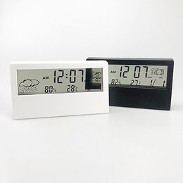 Other Clocks & Accessories LCD Alarm Clock Transparent Screen Weather Station Indoor Hygrometer Forecast Sensor