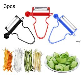 NEWFruit Slicer Shredder Peeler Vegetables Cutter Multi Peel Stainless Steel Blade Grater Kitchen Tools Magic Trio Peeler Set RRB12737