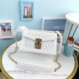 Women's chain make-up bag Cow Leather Money dad versatile fashion jacquard wrinkle sub pattern