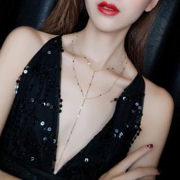 Chains Sexy Double Layer Short Necklace Female Clavicle Chain Ins Multi-layer Choker Body Sweater Long