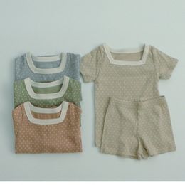 Baby-Jacke mit quadratischem Kragen und Shorts für den Sommer, Kinder, gepunktet, kurzärmlig, Heimanzug 210515