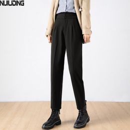 Harem Pants for Women's Autumn Winter Black Solid Thicken High Waist Loose Casual Woollen Suit Trousers Female 210514