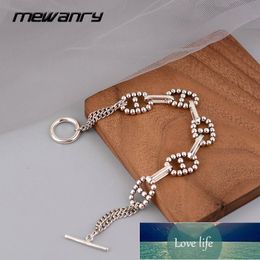 MEWANRY 925 Sterling Silver Bracelets OT Buckle Design Accessories Trendy Vintage Simple Couples Hollow Geometric Party Jewellery Factory price expert design