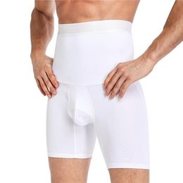 Underpants Men Tummy Control Shorts High Waist Slimming Underwear Body Shaper Seamless Belly Boxer Briefs Quick Dry Abdomen