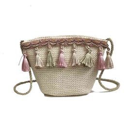 HBP Non- Package tassel hanging ear change straw package ethnic wind slanting across one shoulder beach rattan women's bag JURG HA37