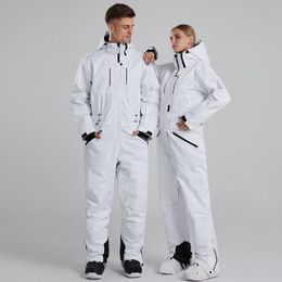 Skiing Jackets 2021 Hooded One Piece Ski Suit Women Waterproof Snow Jumpsuit Man Windproof Winter Female Overalls Outdoor Sport Men Clothes