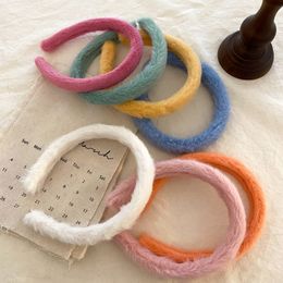 Winter Faux Rabbit Fur Headbands Candy Color Plush Fluffy Hair Bands For Women Girls Lady Hair Hoop Accessories