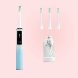 OLED Display Sonic Electric Toothbrush 2800Mah Magnetic Charging Wireless IPX7 Waterproof Tooth Cleaner W/ 4 Brush head - Pink