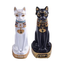 Egyptian Cat Figurine Statue Decoration Vintage Goddess Bastet Home Garden PP Table Ethnic Animal YH1293 211108