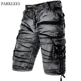 Grey Camo Cargo Shorts Men Cotton Mens Short Pants Comfortable Bermuda Masculina Relaxed Fit Multi-Pocket Pantalon Corto Hombre 210629