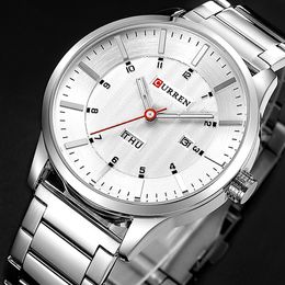 CURREN Luxury Brand Men Fashion Quartz Watch Mens Full Stainless Steel Watches Male Military Sport Wristwatch Relogio Masculino 210517