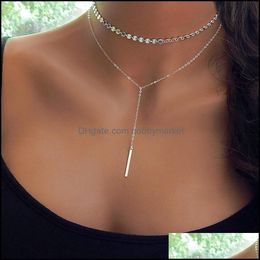 Pendant Necklaces & Pendants Jewelry Fashion Coin Choker Layered Of 2 Necklace Set Y Lariat Sier Bar Gift Drop Delivery 2021 Jmkmh