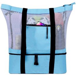 Storage Bags Outdoor Camping Beach Mesh Tote Bag With Detachable Cooler Packing Organizer Fast Delivery Drop