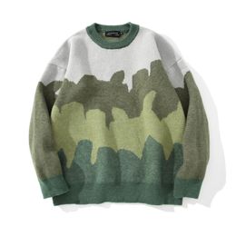 Men's Sweaters 2021 Brand Autumn Korean Retro Green Men Loose Jumper Knitted Sweater Casual Women Pullovers Kpop Knitwear Sueteres Para Homb