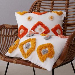 Decorative Throw Lumbar Pillow Cover Boho Tribal Long Case Beige Cushion Cotton Canvas Hidden Zipper Cushion/Decorative