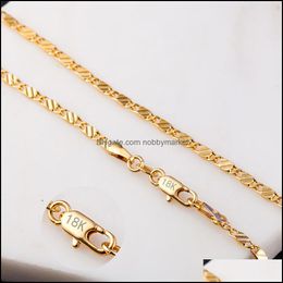 Chains Necklaces & Pendants Jewelry 2Mm 18K Gold Necklace Fashion Womens Choker For Ladies Luxury 16 18 20 22 24 26 28 30 Inches Drop Delive