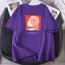 Women's T-Shirt Darling In The Franxx Anime T-shirts Woman High Quality O-neck Ladies Clothes Summer Fashion ZERO TWO Print Streetwear Tops