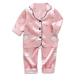 Children's Pyjamas Set Baby Boy Girl Clothes Casual Long Sleeve Sleepwear Set Kids Tops+Pants Toddler Clothing Sets 211023