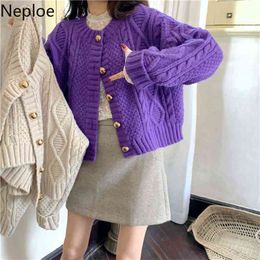 Autumn Style Round Neck Single Breasted Ladies Sweater Cardigan Loose Casual Knit Jacket Women 1F368 210422