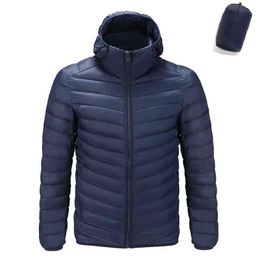 Autumn Winter Men Ultra Lightweight Packable Duck Down Jacket Water Wind-Resistant Breathable Coat Plus Size Men Hoodies Jackets Y1103